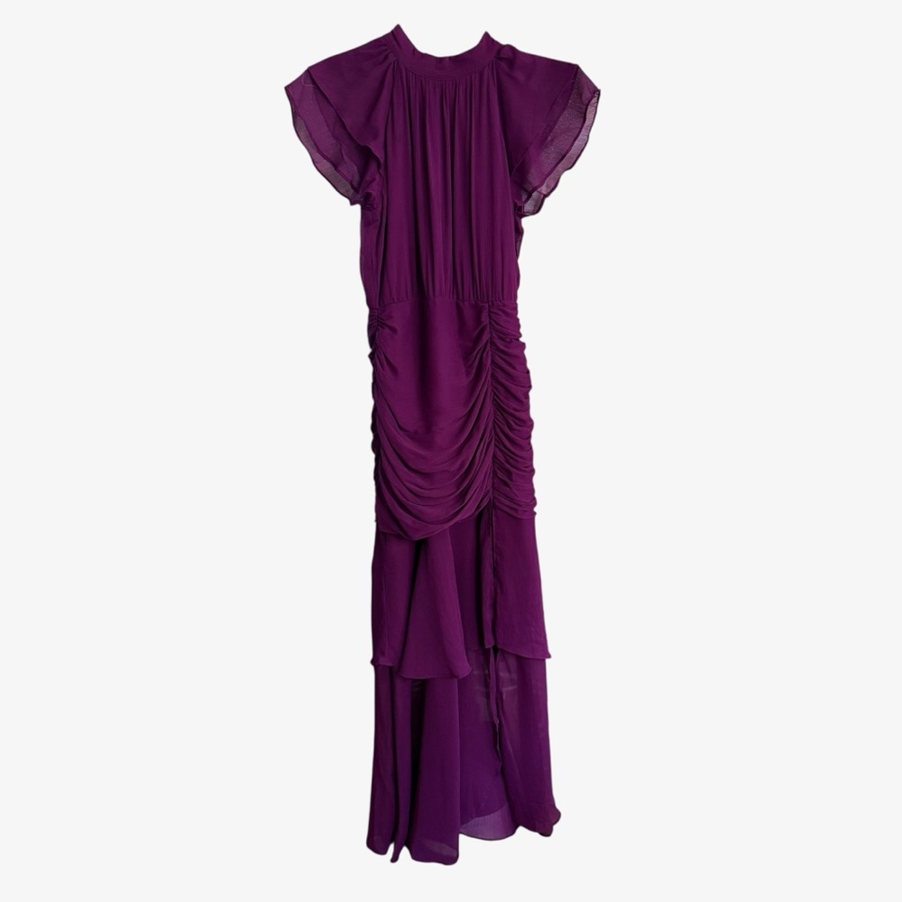 Purple Ruched Maxi Dress - Unbranded
